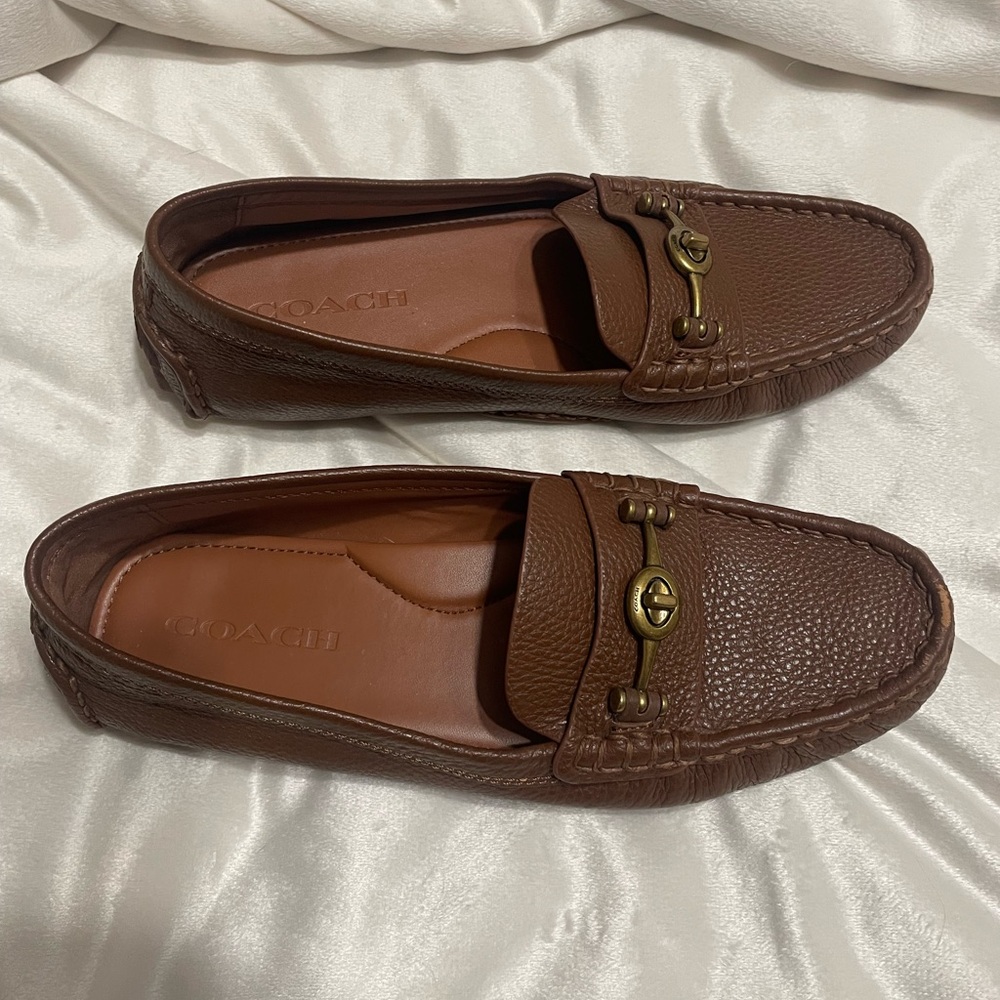 Coach Crosby Driver Turlock Flats Loafers in Tan Brown - Picture 4 of 12